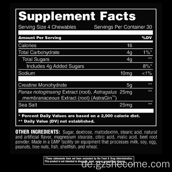Monohydrat zur Verbesserung von Absorptio bequemer kaubarer Tabletten